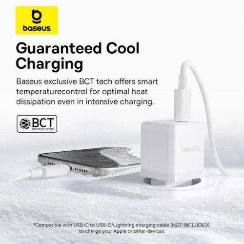 Мережевий зарядний пристрій Baseus Palm USB Type-C 20W (P10111602213-00) White купити в Україні: Київ, Львів, Хмельницький, Тернопіль, Івано-Франківськ | Низька ціна, відгуки, характеристики від TELEMART фото
