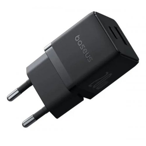 Сетевое зарядное устройство Baseus Palm USB + USB Type-C 20W (P10111608113-00) Black купить в Украине: Киев, Днепр, Харьков, Одесса  | Низкая цена, отзывы, характеристики от TELEMART фото