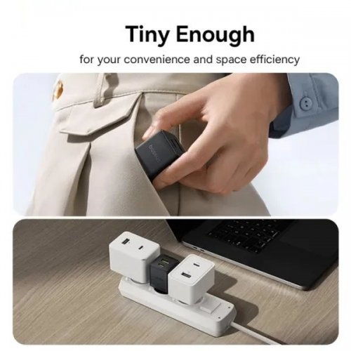 Сетевое зарядное устройство Baseus Palm USB + USB Type-C 20W (P10111608113-00) Black купить в Украине: Киев, Днепр, Харьков, Одесса  | Низкая цена, отзывы, характеристики от TELEMART фото