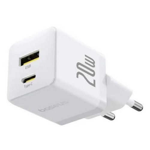 Сетевое зарядное устройство Baseus Palm USB + USB Type-C 20W (P10111608213-00) White купить в Украине: Киев, Днепр, Харьков, Одесса  | Низкая цена, отзывы, характеристики от TELEMART фото