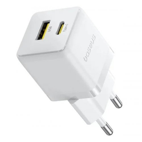 Сетевое зарядное устройство Baseus Palm USB + USB Type-C 20W (P10111608213-00) White купить в Украине: Киев, Днепр, Харьков, Одесса  | Низкая цена, отзывы, характеристики от TELEMART фото