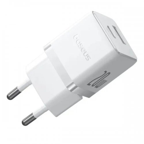 Сетевое зарядное устройство Baseus Palm USB + USB Type-C 20W + Cable USB Type-C to USB Type-C 60W 1m (P10111608213-01) White купить в Украине: Киев, Днепр, Харьков, Одесса  | Низкая цена, отзывы, характеристики от TELEMART фото