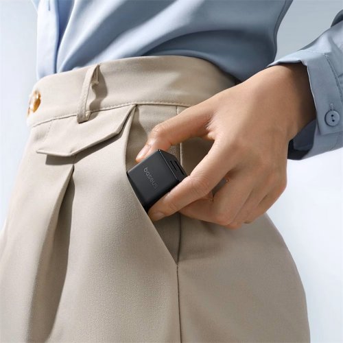 Сетевое зарядное устройство Baseus Palm USB + USB Type-C 30W (P1011160A113-00) Black купить в Украине: Киев, Днепр, Харьков, Одесса  | Низкая цена, отзывы, характеристики от TELEMART фото