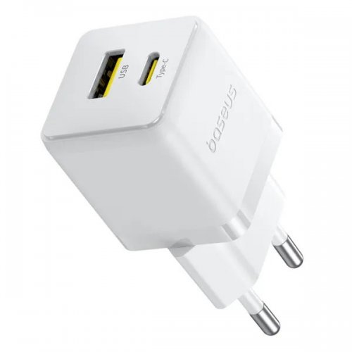 Сетевое зарядное устройство Baseus Palm USB + USB Type-C 30W (P1011160A213-00) White купить в Украине: Киев, Днепр, Харьков, Одесса  | Низкая цена, отзывы, характеристики от TELEMART фото