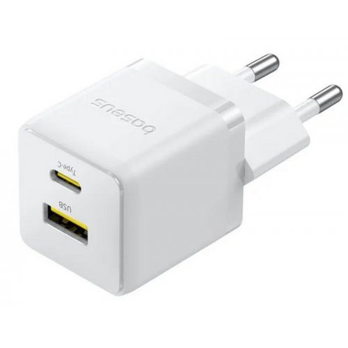 Сетевое зарядное устройство Baseus Palm USB + USB Type-C 30W (P1011160A213-00) White купить в Украине: Киев, Днепр, Харьков, Одесса  | Низкая цена, отзывы, характеристики от TELEMART фото