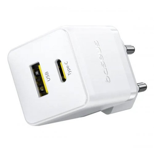 Сетевое зарядное устройство Baseus Palm USB + USB Type-C 30W (P1011160A213-00) White купить в Украине: Киев, Днепр, Харьков, Одесса  | Низкая цена, отзывы, характеристики от TELEMART фото