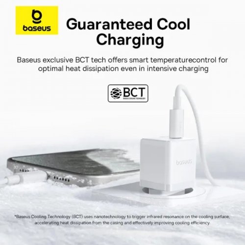 Сетевое зарядное устройство Baseus Palm USB + USB Type-C 30W (P1011160A213-00) White купить в Украине: Киев, Днепр, Харьков, Одесса  | Низкая цена, отзывы, характеристики от TELEMART фото