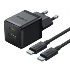 Сетевое зарядное устройство Baseus Palm USB + USB Type-C 30W + Cable USB Type-C to USB Type-C 60W 1m (P1011160A113-01) Black