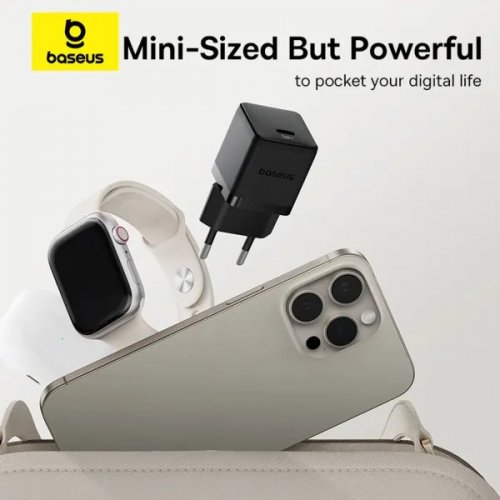 Мережевий зарядний пристрій Baseus Palm USB Type-C 30W (P10111605113-00) Black купити в Україні: Київ, Львів, Хмельницький, Тернопіль, Івано-Франківськ | Низька ціна, відгуки, характеристики від TELEMART фото