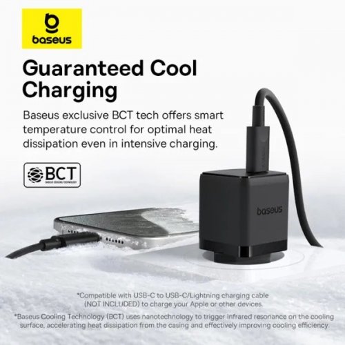 Мережевий зарядний пристрій Baseus Palm USB Type-C 30W (P10111605113-00) Black купити в Україні: Київ, Львів, Хмельницький, Тернопіль, Івано-Франківськ | Низька ціна, відгуки, характеристики від TELEMART фото