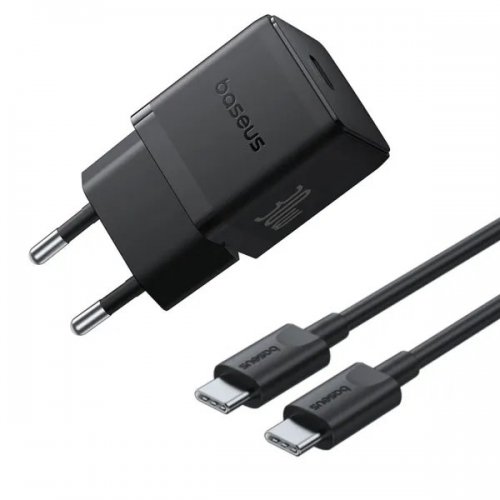 Мережевий зарядний пристрій Baseus Palm USB Type-C 30W + Cable USB Type-C to USB Type-C 60W 1m (P10111605113-01) Black купити в Україні: Київ, Львів, Хмельницький, Тернопіль, Івано-Франківськ | Низька ціна, відгуки, характеристики від TELEMART фото
