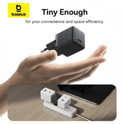 Мережевий зарядний пристрій Baseus Palm USB Type-C 30W + Cable USB Type-C to USB Type-C 60W 1m (P10111605113-01) Black купити в Україні: Київ, Львів, Хмельницький, Тернопіль, Івано-Франківськ | Низька ціна, відгуки, характеристики від TELEMART фото