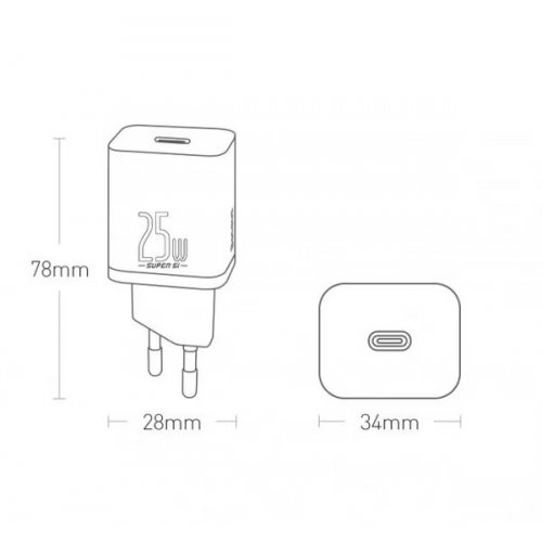 Мережевий зарядний пристрій Baseus Super Silicone USB Type-C 25W (CCSP020102) White купити в Україні: Київ, Львів, Хмельницький, Тернопіль, Івано-Франківськ | Низька ціна, відгуки, характеристики від TELEMART фото