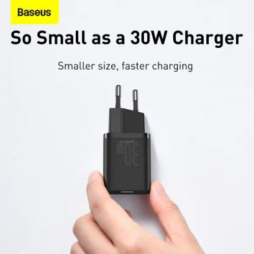 Сетевое зарядное устройство Baseus Super Silicone USB Type-C 30W (CCSUP-J01) Black купить в Украине: Киев, Днепр, Харьков, Одесса  | Низкая цена, отзывы, характеристики от TELEMART фото