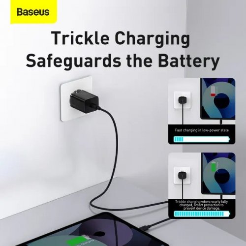 Сетевое зарядное устройство Baseus Super Silicone USB Type-C 30W (CCSUP-J01) Black купить в Украине: Киев, Днепр, Харьков, Одесса  | Низкая цена, отзывы, характеристики от TELEMART фото