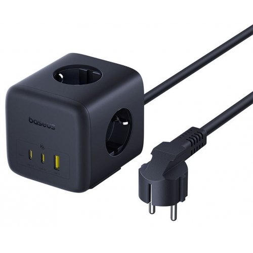 Сетевой фильтр Baseus EnerFill FA11 Cube Power Strip 3 розетки + USB + 2 x USB Type-C 67W 1.5m (E00082100123-00) Cosmic Black купить в Украине: Киев, Днепр, Харьков, Одесса  | Низкая цена, отзывы, характеристики от TELEMART фото