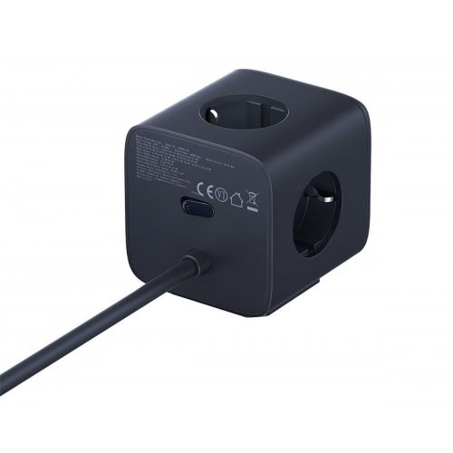 Сетевой фильтр Baseus EnerFill FA11 Cube Power Strip 3 розетки + USB + 2 x USB Type-C 67W 1.5m (E00082100123-00) Cosmic Black купить в Украине: Киев, Днепр, Харьков, Одесса  | Низкая цена, отзывы, характеристики от TELEMART фото