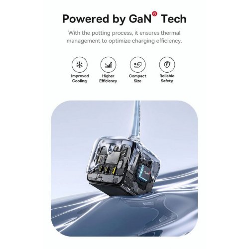 Сетевой фильтр Baseus EnerFill FA11 Cube Power Strip 3 розетки + USB + 2 x USB Type-C 67W 1.5m (E00082100123-00) Cosmic Black купить в Украине: Киев, Днепр, Харьков, Одесса  | Низкая цена, отзывы, характеристики от TELEMART фото