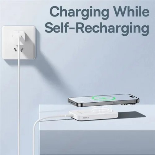 Powerbank Baseus Magnetic Mini Wireless 5000mAh 20W (P10022107223-00) White купити в Україні: Київ, Львів, Хмельницький, Тернопіль, Івано-Франківськ | Низька ціна, відгуки, характеристики від TELEMART фото