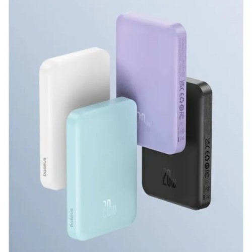 Powerbank Baseus Magnetic Mini Wireless 5000mAh 20W (P10022107223-00) White купити в Україні: Київ, Львів, Хмельницький, Тернопіль, Івано-Франківськ | Низька ціна, відгуки, характеристики від TELEMART фото