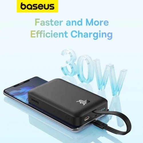 Powerbank Baseus Magnetic Mini Wireless 10000mAh 30W (P1002210B113-00) Black купити в Україні: Київ, Львів, Хмельницький, Тернопіль, Івано-Франківськ | Низька ціна, відгуки, характеристики від TELEMART фото