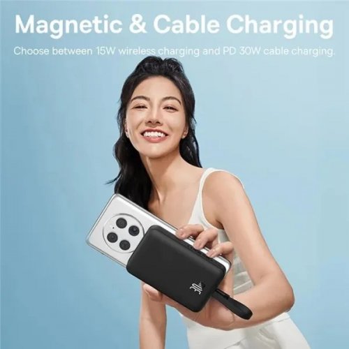 Powerbank Baseus Magnetic Mini Wireless 10000mAh 30W (P1002210B113-00) Black купити в Україні: Київ, Львів, Хмельницький, Тернопіль, Івано-Франківськ | Низька ціна, відгуки, характеристики від TELEMART фото