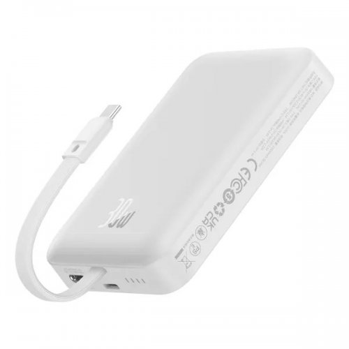 Powerbank Baseus Magnetic Mini Wireless 10000mAh 30W (P1002210B223-00) White купити в Україні: Київ, Львів, Хмельницький, Тернопіль, Івано-Франківськ | Низька ціна, відгуки, характеристики від TELEMART фото