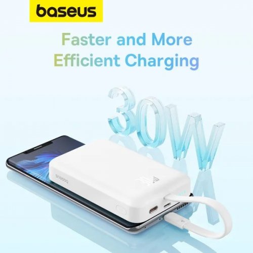 Powerbank Baseus Magnetic Mini Wireless 10000mAh 30W (P1002210B223-00) White купити в Україні: Київ, Львів, Хмельницький, Тернопіль, Івано-Франківськ | Низька ціна, відгуки, характеристики від TELEMART фото