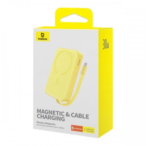 Powerbank Baseus Magnetic Mini Wireless 10000mAh 30W (P1002210BY23-00) Yellow купити в Україні: Київ, Львів, Хмельницький, Тернопіль, Івано-Франківськ | Низька ціна, відгуки, характеристики від TELEMART фото