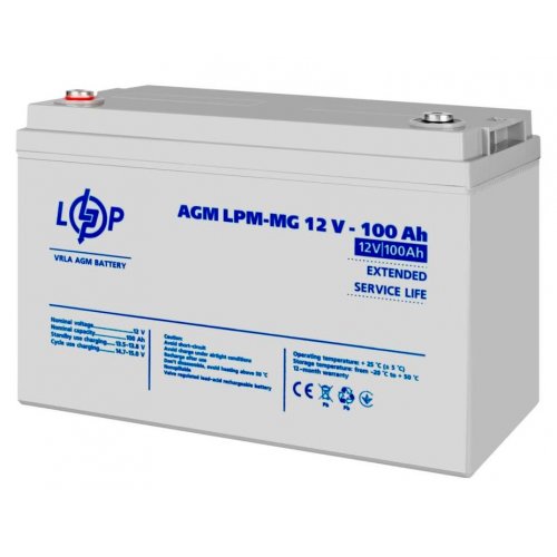 Акумуляторна батарея LogicPower LPM-MG 12V 100 Ah (LP3877) купити в Україні: Київ, Львів, Хмельницький, Тернопіль, Івано-Франківськ | Низька ціна, відгуки, характеристики від TELEMART фото