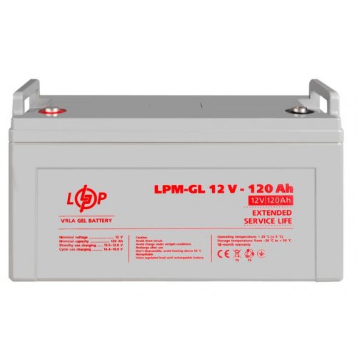 Акумуляторна батарея LogicPower LPM-GL 12V 120 Ah (LP3870) купити в Україні: Київ, Львів, Хмельницький, Тернопіль, Івано-Франківськ | Низька ціна, відгуки, характеристики від TELEMART фото