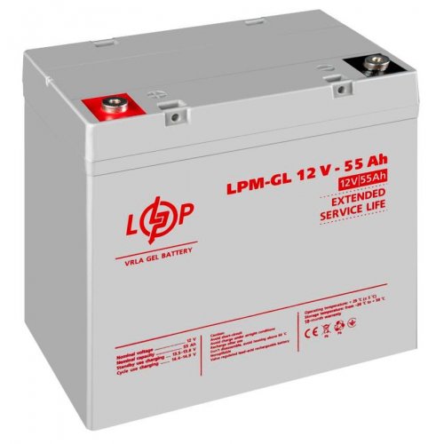 Акумуляторна батарея LogicPower LPM-GL 12V 55 Ah (LP15266) купити в Україні: Київ, Львів, Хмельницький, Тернопіль, Івано-Франківськ | Низька ціна, відгуки, характеристики від TELEMART фото