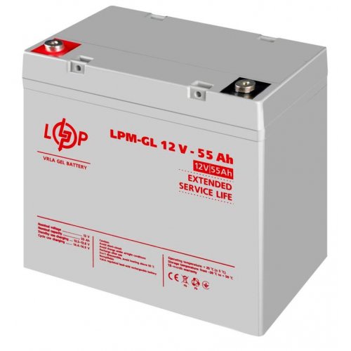 Акумуляторна батарея LogicPower LPM-GL 12V 55 Ah (LP15266) купити в Україні: Київ, Львів, Хмельницький, Тернопіль, Івано-Франківськ | Низька ціна, відгуки, характеристики від TELEMART фото