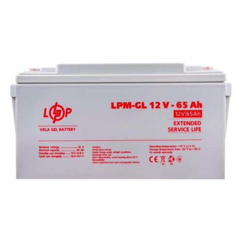 Акумуляторна батарея LogicPower LPM-GL 12V 65 Ah (LP3869) купити в Україні: Київ, Львів, Хмельницький, Тернопіль, Івано-Франківськ | Низька ціна, відгуки, характеристики від TELEMART фото