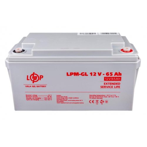 Акумуляторна батарея LogicPower LPM-GL 12V 65 Ah (LP3869) купити в Україні: Київ, Львів, Хмельницький, Тернопіль, Івано-Франківськ | Низька ціна, відгуки, характеристики від TELEMART фото
