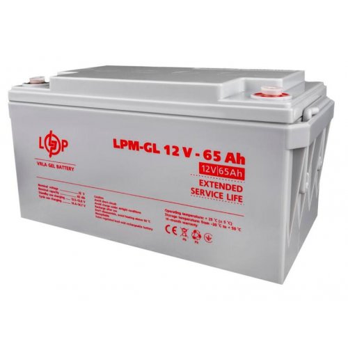 Акумуляторна батарея LogicPower LPM-GL 12V 65 Ah (LP3869) купити в Україні: Київ, Львів, Хмельницький, Тернопіль, Івано-Франківськ | Низька ціна, відгуки, характеристики від TELEMART фото