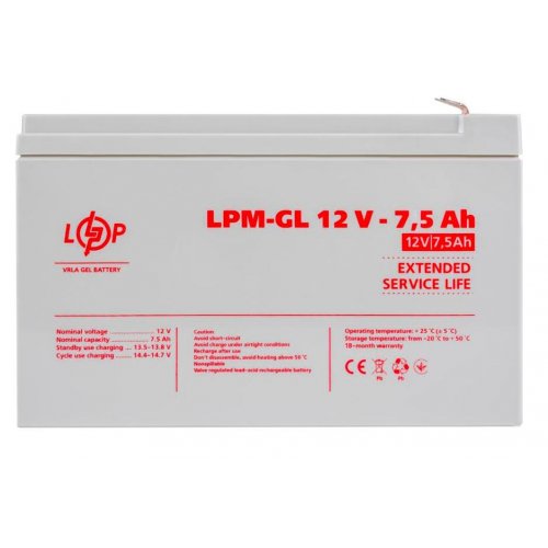 Акумуляторна батарея LogicPower LPM-GL 12V 7.5 Ah (LP6562) купити в Україні: Київ, Львів, Хмельницький, Тернопіль, Івано-Франківськ | Низька ціна, відгуки, характеристики від TELEMART фото