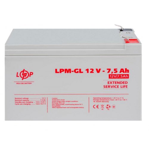 Акумуляторна батарея LogicPower LPM-GL 12V 7.5 Ah (LP6562) купити в Україні: Київ, Львів, Хмельницький, Тернопіль, Івано-Франківськ | Низька ціна, відгуки, характеристики від TELEMART фото