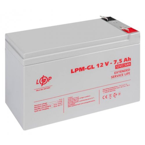 Акумуляторна батарея LogicPower LPM-GL 12V 7.5 Ah (LP6562) купити в Україні: Київ, Львів, Хмельницький, Тернопіль, Івано-Франківськ | Низька ціна, відгуки, характеристики від TELEMART фото