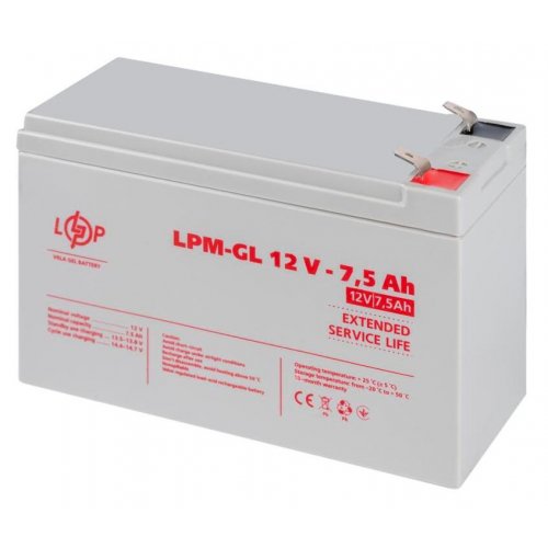 Акумуляторна батарея LogicPower LPM-GL 12V 7.5 Ah (LP6562) купити в Україні: Київ, Львів, Хмельницький, Тернопіль, Івано-Франківськ | Низька ціна, відгуки, характеристики від TELEMART фото