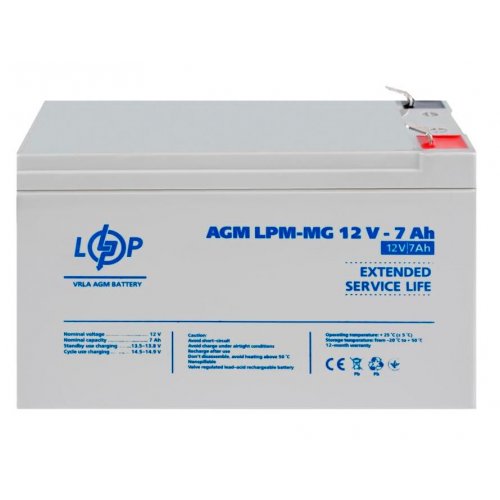 Акумуляторна батарея LogicPower LPM-MG 12V 7 Ah (LP6552) купити в Україні: Київ, Львів, Хмельницький, Тернопіль, Івано-Франківськ | Низька ціна, відгуки, характеристики від TELEMART фото