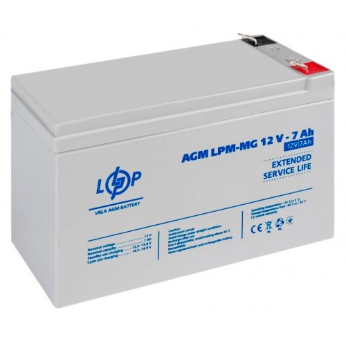 Акумуляторна батарея LogicPower LPM-MG 12V 7 Ah (LP6552) купити в Україні: Київ, Львів, Хмельницький, Тернопіль, Івано-Франківськ | Низька ціна, відгуки, характеристики від TELEMART фото