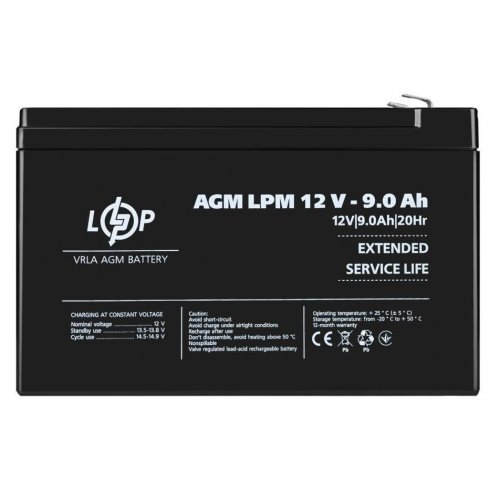 Акумуляторна батарея LogicPower LPM 12V 9 Ah (LP3866) купити в Україні: Київ, Львів, Хмельницький, Тернопіль, Івано-Франківськ | Низька ціна, відгуки, характеристики від TELEMART фото