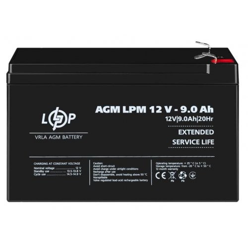 Акумуляторна батарея LogicPower LPM 12V 9 Ah (LP3866) купити в Україні: Київ, Львів, Хмельницький, Тернопіль, Івано-Франківськ | Низька ціна, відгуки, характеристики від TELEMART фото