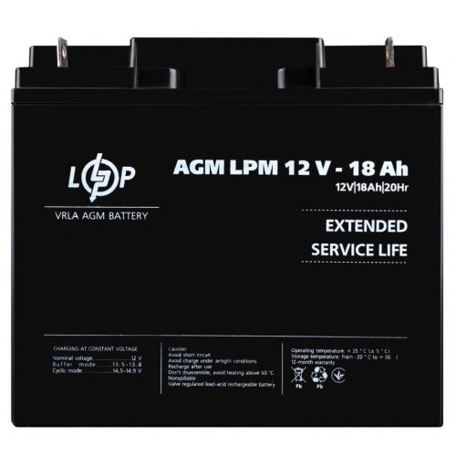 Акумуляторна батарея LogicPower LPM 12V 18 Ah (LP4133) купити в Україні: Київ, Львів, Хмельницький, Тернопіль, Івано-Франківськ | Низька ціна, відгуки, характеристики від TELEMART фото