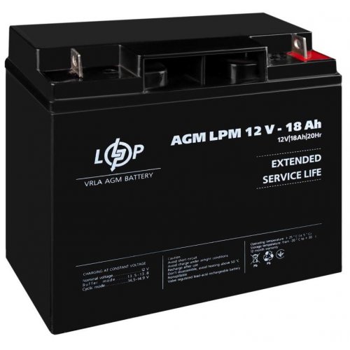 Акумуляторна батарея LogicPower LPM 12V 18 Ah (LP4133) купити в Україні: Київ, Львів, Хмельницький, Тернопіль, Івано-Франківськ | Низька ціна, відгуки, характеристики від TELEMART фото