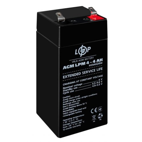 Акумуляторна батарея LogicPower LPM 4V 4 Ah (LP4135) купити в Україні: Київ, Львів, Хмельницький, Тернопіль, Івано-Франківськ | Низька ціна, відгуки, характеристики від TELEMART фото