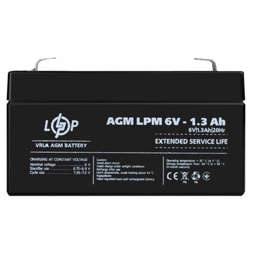 Акумуляторна батарея LogicPower LPM 6V 1.3 Ah (LP4157) купити в Україні: Київ, Львів, Хмельницький, Тернопіль, Івано-Франківськ | Низька ціна, відгуки, характеристики від TELEMART фото