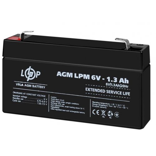 Акумуляторна батарея LogicPower LPM 6V 1.3 Ah (LP4157) купити в Україні: Київ, Львів, Хмельницький, Тернопіль, Івано-Франківськ | Низька ціна, відгуки, характеристики від TELEMART фото
