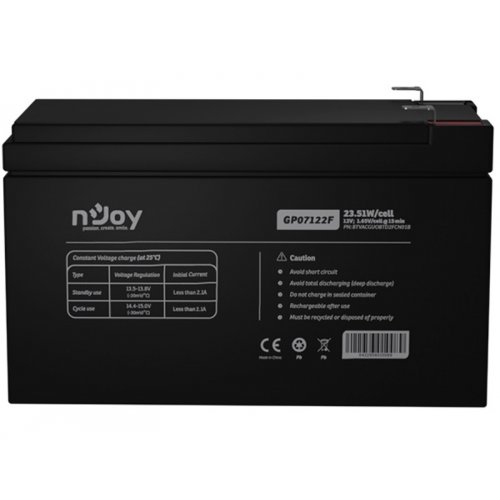 Акумуляторна батарея Njoy GP07122F 12V 7Ah (BTVACGUOBTD2FCN01B) купити в Україні: Київ, Львів, Хмельницький, Тернопіль, Івано-Франківськ | Низька ціна, відгуки, характеристики від TELEMART фото
